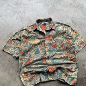 VINTAGE 80S 90S HAWAIIAN SHIRT KANSAS SZ LARGE